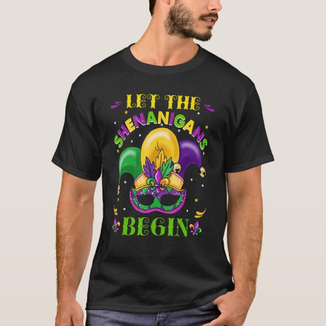Camiseta Que Os Shenanigans Comecem Mardi Gras Jester Hat C (Frente)