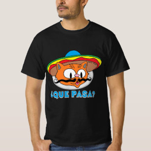 Camiseta QUE PASA? Caricatura bigode Gato