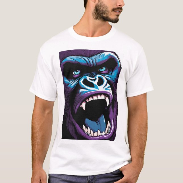 Camiseta Que tal "Wild Roar": Gorilla Open Mouth (Frente)