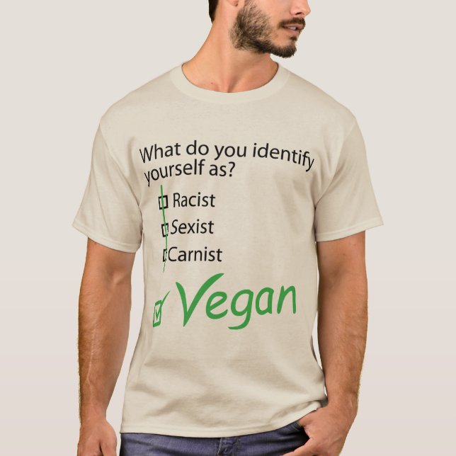Camiseta Que você se identifica como? Vegan. (Frente)