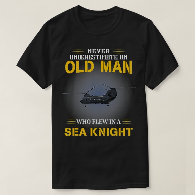 Camiseta Que voou num helicóptero de cavaleiro do mar ch46  (Frente do Design)