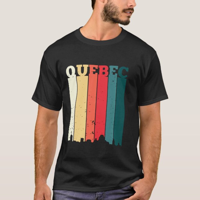 Camiseta Quebec Skyline Canada Pride Vacation Viagem Canadi (Frente)
