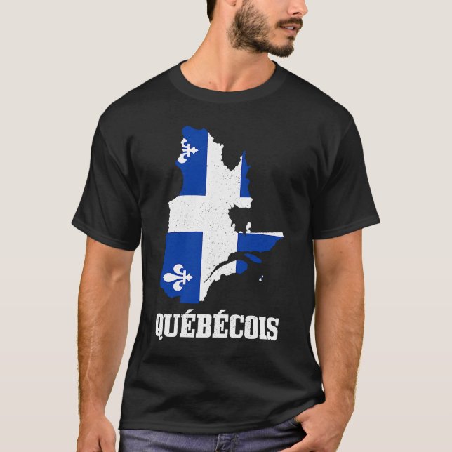 Camiseta Quebecois Map Flag Pride Canadá (Frente)
