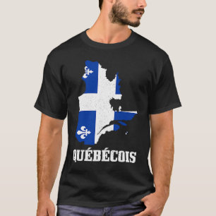 Camiseta Quebecois Quebec Mapa Bandeira Orgulho Canadá