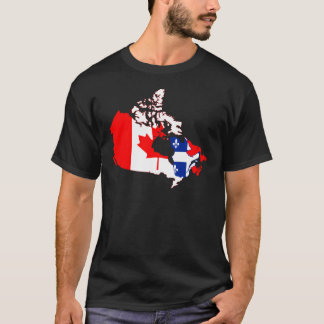 Camiseta Quebeque na bandeira de Canadá, mapa