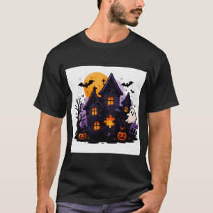 Camiseta Quebra-cabeça Adesivo Casa Assombrada - Halloween 