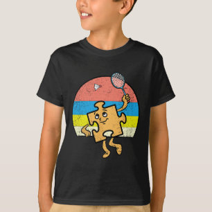 Camiseta Quebra-cabeça Badminton Player Autismo Sensibiliza