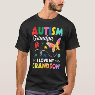 Camiseta Quebra-cabeça Borboleta Autismo Avô Eu Amo Meu Net