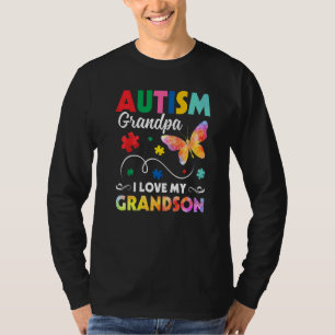 Camiseta Quebra-cabeça Borboleta Autismo Avô Eu Amo Meu Net