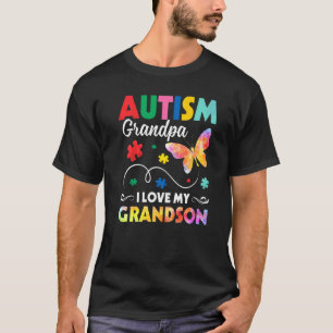 Camiseta Quebra-cabeça Butterfly Autism Avô Amo Meu Avô