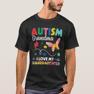 Camiseta Quebra-cabeça Butterfly Autismo Avó Eu Amo Meu Avô