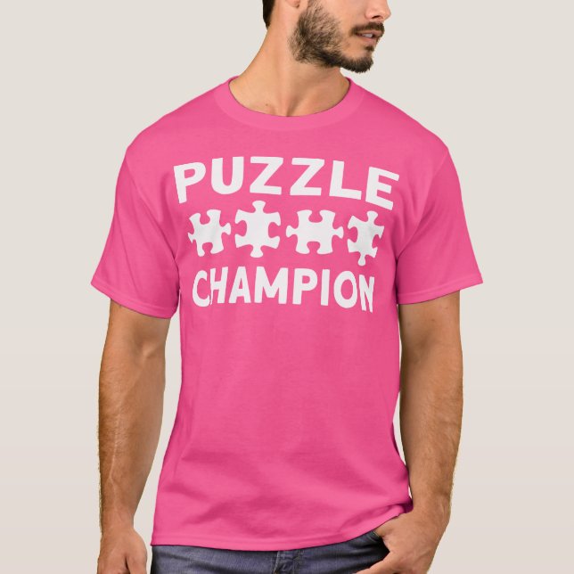 Camiseta Quebra-cabeça Champion. Quebra-cabeça de serra (Frente)