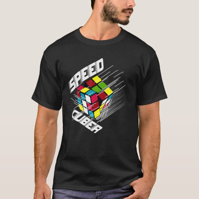 Camiseta Quebra-cabeça com velocidade competitiva do cubo A (Frente)