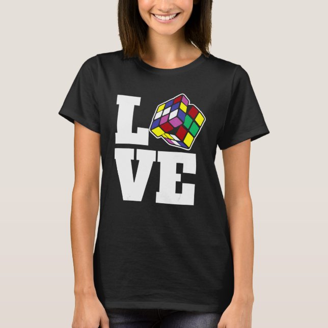 Camiseta Quebra-cabeça Competitivo Cube Velocidade do Amor  (Frente)
