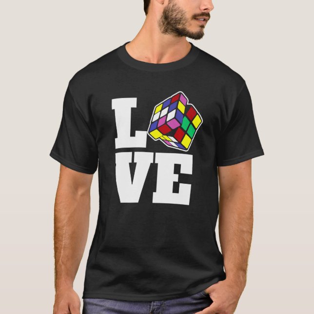 Camiseta Quebra-cabeça Competitivo Cube Velocidade do Amor  (Frente)