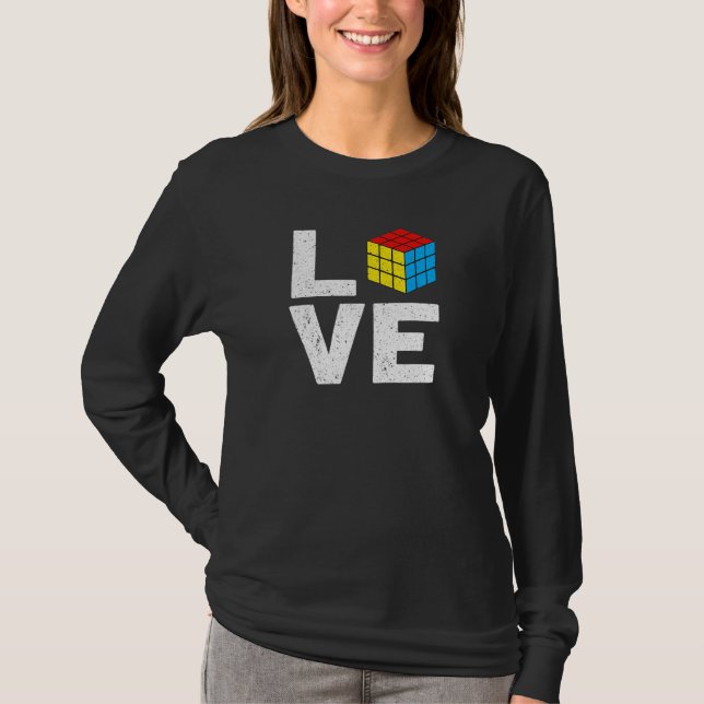Camiseta Quebra-cabeça Competitivo Cube Velocidade do Amor  (Frente)