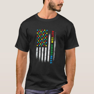 Camiseta Quebra-cabeça da Bandeira Americana Conscientizaçã