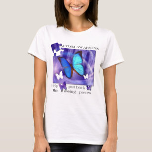 Camiseta Quebra-cabeça da borboleta do autismo