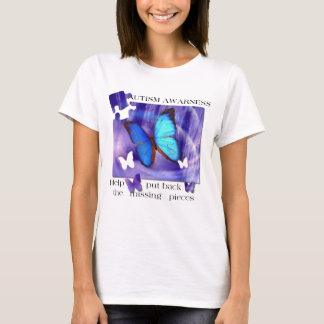 Camiseta Quebra-cabeça da borboleta do autismo