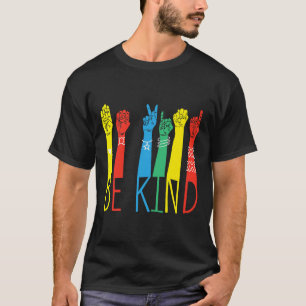 Camiseta Quebra-cabeça da Língua de Sinais da Mão Seja Gent