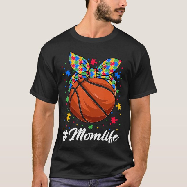 Camiseta Quebra-cabeça de Bola de Basquete Mensageiro Mãe A (Frente)