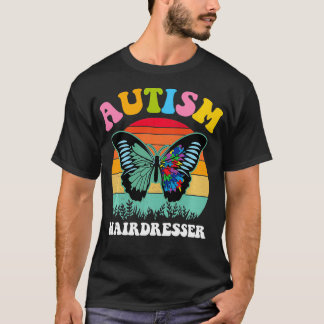 Camiseta Quebra-cabeça de Borboleta Retro Autism Hairdresse