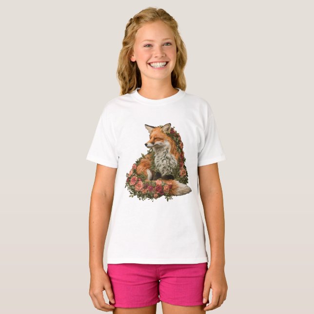 Camiseta Quebra-cabeça de bordado de Forest Fox (Frente Completa)