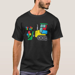 Camiseta Quebra-cabeça de Bulldozer para Crianças Conscient