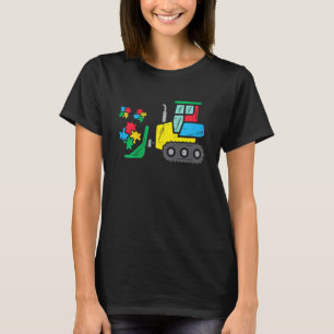 Camiseta Quebra-cabeça de Bulldozer para Crianças Conscient