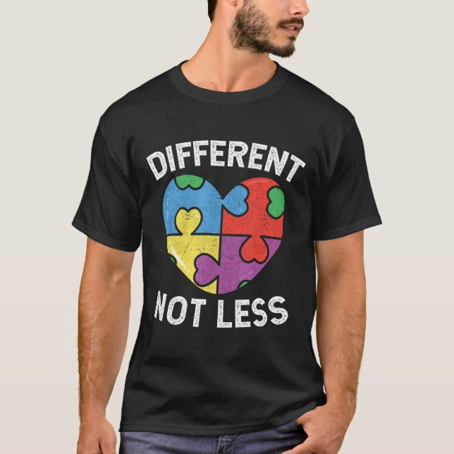 Camiseta Quebra-cabeça de Consciência Autismo-Diferente Não (Frente)