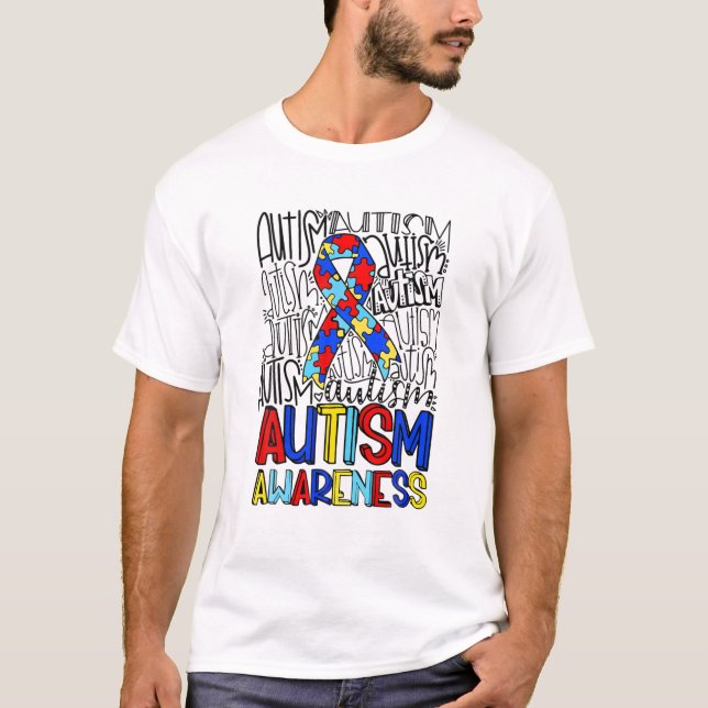Camiseta Quebra-cabeça de Consciência Autismo Piece Tipogra (Frente)