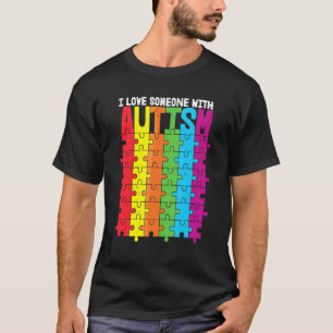 Camiseta Quebra-cabeça de Consciência do Autismo Eu Amo Alg