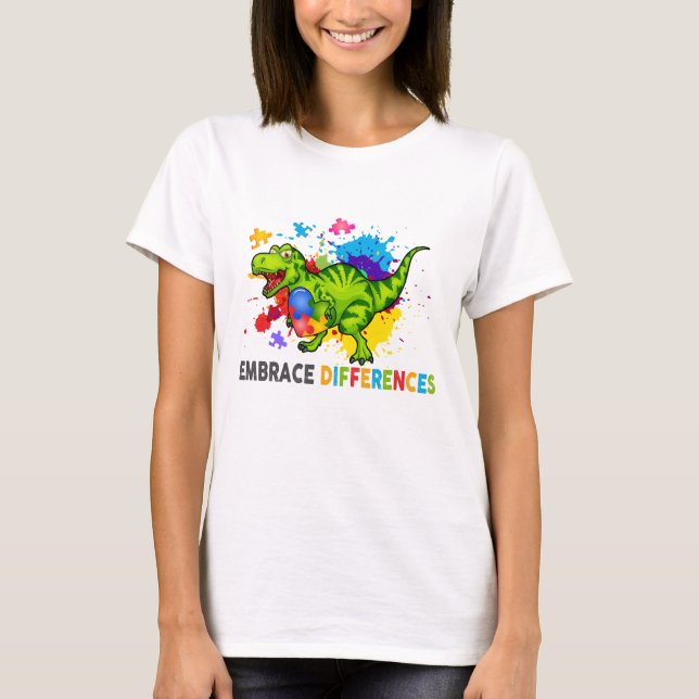 Camiseta Quebra-cabeça de Conscientização do Autismo Abrace (Frente)