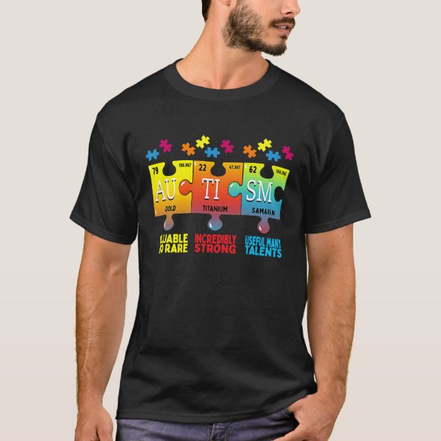 Camiseta Quebra-cabeça de Conscientização do Autismo Elemen (Frente)