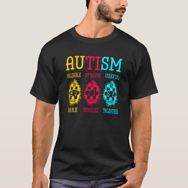 Camiseta Quebra-cabeça de Conscientização do Autismo Tabela (Frente)