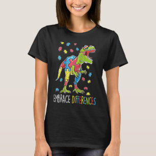 Camiseta Quebra-cabeça de Dinossauro Conscientização do Aut