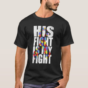 Camiseta Quebra-Cabeça de Fita Autismo A Luta Dela É Minha 