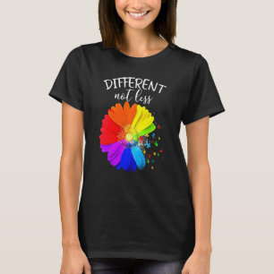 Camiseta Quebra-cabeça de Flor Diferente Não Menos Autismo