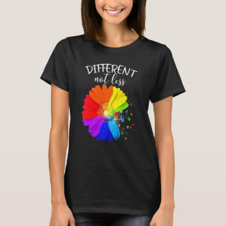 Camiseta Quebra-cabeça de Flor Diferente Não Menos Autismo