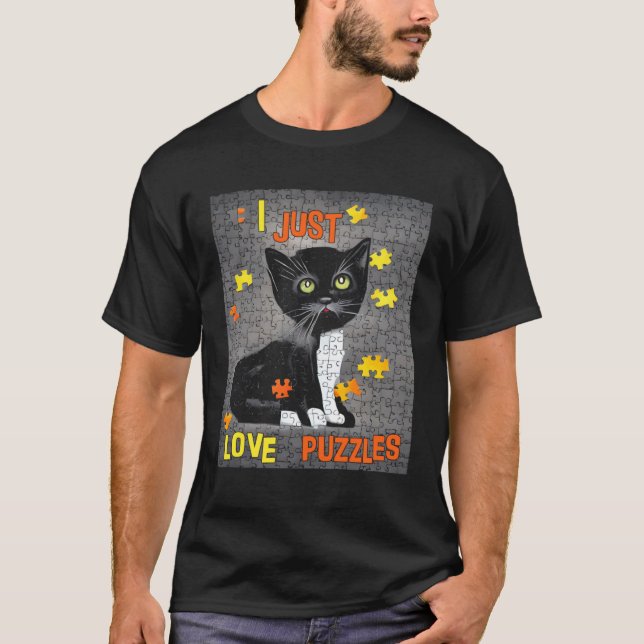 Camiseta Quebra-cabeça de Gato Amor (Frente)