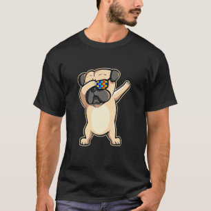 Camiseta Quebra-cabeça de óculos de sol do cão Pug com Dabb