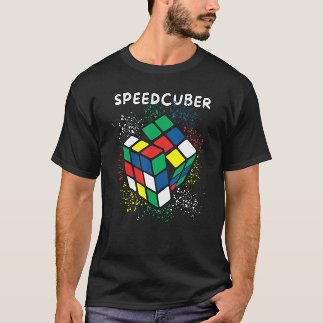 Camiseta Quebra-cabeça de Resolução de Velocidade do Cubo d (Frente)