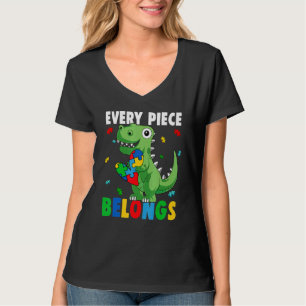 Camiseta Quebra-cabeça Dinossauro Cada Peça Pertence Consci