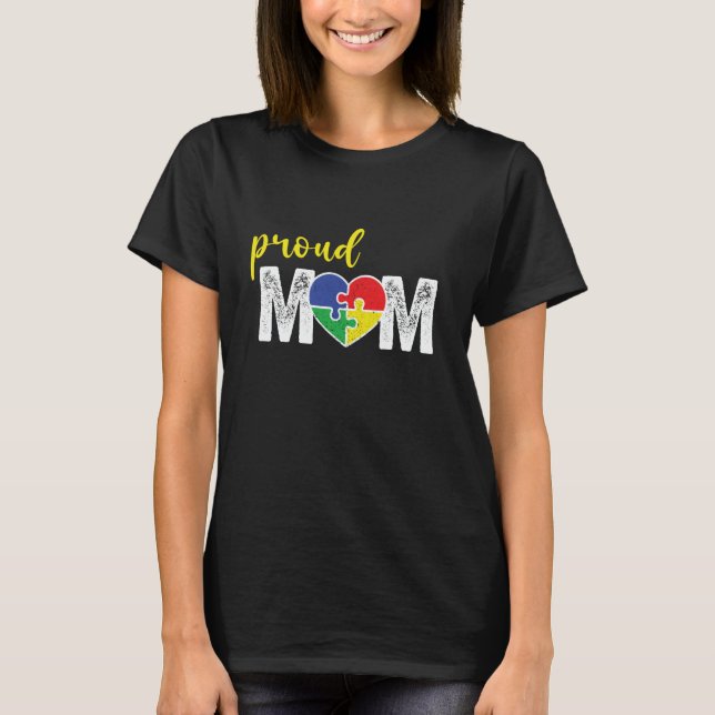 Camiseta Quebra-cabeça do Amor para a Conscientização do Au (Frente)