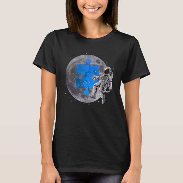 Camiseta Quebra-cabeça do Astronauta no Espaço Sideral Cons (Frente)