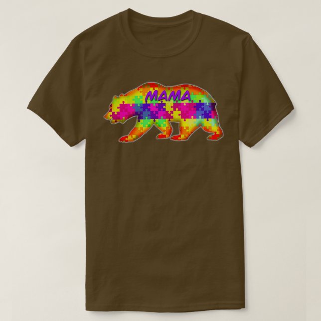 Camiseta Quebra-cabeça do autismo da mamãe (Frente do Design)