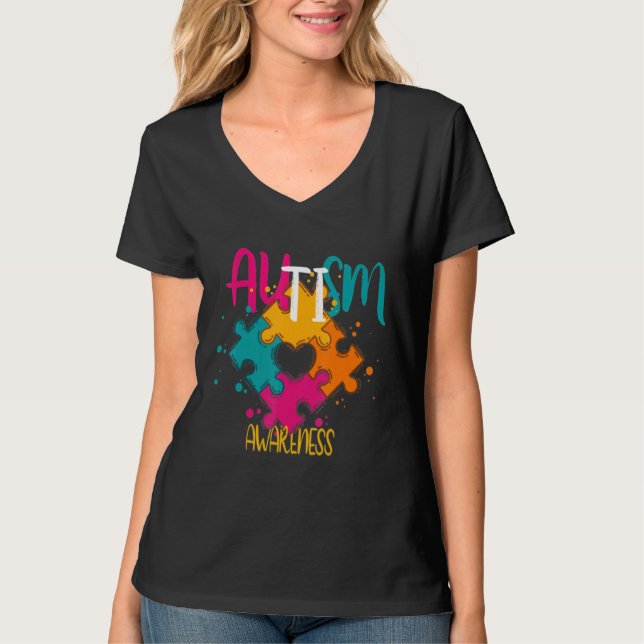 Camiseta Quebra-cabeça do Autismo Peças Autismo Família do  (Frente)