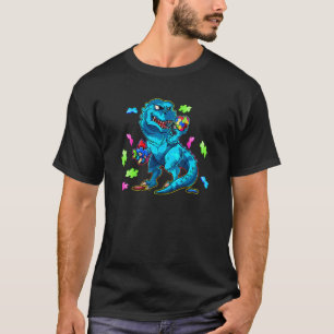 Camiseta Quebra-cabeça do Dinossauro Autismo T Rex Conscien
