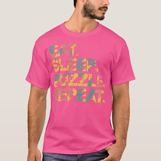 Camiseta Quebra-cabeça Engraçado Coma Durma Quebra-cabeça R (Frente)