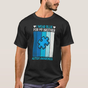 Camiseta Quebra-cabeça Eu Uso Azul Pelo Meu Irmão Conscient